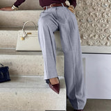 Women's Clothing Hot Loose Feeling High-Rise Temperament Broad-Legged Suit Pants Women Breathable Hanging Trousers HZ1220