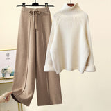 Korean Version Of The Lazy Suit Women 2025 New Autumn And Winter Thick Thick Knitted Knitted Knitted Wide Leg Pants Two Sets HZ1220