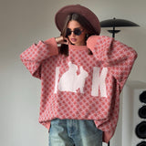 Fashion Trend Design Knitted Bunny Sweater Spring And Autumn Lazy Wind Loose Leisure Women HZ1208