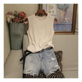 In The Summer Of 2025, Women Wear A Vest Wearing A T-Shirt With A Tight-Fitting Knitted Top Loose Large-Size Slings HZ1220