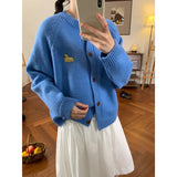 Lazy Wind Soft Knitted Cardigan Women's Autumn And Winter 2025 Korean Version Of The Collar Loose Casual Sweater Jacket HZ1208
