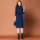 New Knitted Dress In Autumn And Winter 2025 Two Sets Of Women's Long Thin Temperament Inside The Bottom Sweater Skirt HZ1220