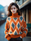 European Goods Heavy Industry Orange Turtleneck Sweater In Autumn And Winter Wearing Bursts Of Color Knitted Knitted Shirt Exquisite Beauty HZ1208