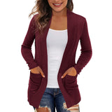 2025 New Solid-Color Knitted Coat With Pocket Cardigan Jacket Street Trendy Sweater Fashion Top Woman HZ1208