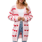 Autumn And Winter New Valentine's Day V Word Love Lasce Knitted Cardigan Coat Sweater Woman HZ1208