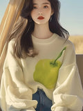 This Year's Popular Beautiful Sweater Niche Loose Thin Lazy Wind Apricot Print Knitted Bottom Shirt Woman HZ1208