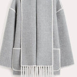 Women's Clothing 2025 Autumn And Winter New Fashion Wool Coat Thick Loose With Scarf Tid Lady HZ1220