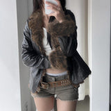 Mid-Winter 2025 Millard Hairy Leather Coat Street Hottie Style Loose Cardigan Top HZ1220