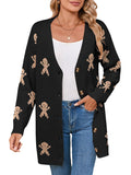Autumn And Winter New Sweater Female Christmas Cartoon Embroidered Long Knitted Cardigan Jacket HZ1208