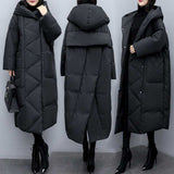 2025 Winter Dress New Large-Size Korean Version Of Loose Long Over-Cheek Black Down Cotton Coat Women Thicken HZ1220
