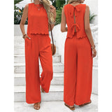 2025 Summer Women's Fashion Ice Silk Sleeveless Vest Casual Pants Set New HZ1208