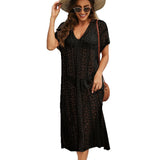 Spring And Summer New Bikini Skirt Solid Color Open Fork Knitted Long Beach Sunscreen Shirt Woman HZ1208