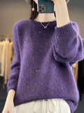 Autumn And Winter Women's Beads Knitwear 2025 New High-End Feel Super-Good-Looking Retro Lazy Wind Wearing Purple Sweater HZ1208