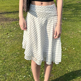 Temperament Light Ripe Wind Folds Thin Wave Point Bump Color Double Mesh Splicing Medium Long A-Word Half-Body Skirt New HZ1220