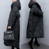 2025 Winter Dress New Large-Size Korean Version Of Loose Long Over-Cheek Black Down Cotton Coat Women Thicken HZ1220