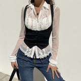 2025 Spring-Summer Solid Color Girded Waistcoat Vest Women Sleeveless New Fashion Top Woman HZ1220