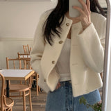Korean Chic Autumn And Winter French Small Fragrant Style Simple Temperament Unique Single Buckle Small Hair And Short Coat HZ1220