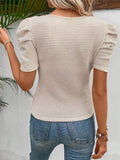 Spring And Summer New Dress-Up Round Collar Bubble Short-Sleeved T-Shirt Blouse Woman HZ1208