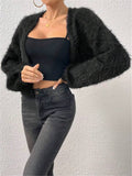Autumn And Winter New Loose Plush Short Knitted Cardigan Coat HZ1208