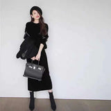 French New Autumn/Winter 2025 Casual Dress Sweater Mid-Long Half-Dress Knitted Dress Dress HZ1220