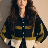 New Sweater In Autumn And Winter 2025 Retro Loose Color Design With A Sense Of Collar Small Fragrant Long-Sleeved Knitted Cardigan HZ1208