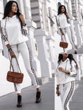 2025 Spring Women's Clothing Hot Fashion Casual Pure Stripe Two Sets Of Sportswear Women's Clothing HZ1220