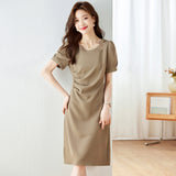 Simpliced Design Dress Women 2025 Summer New Folding Elegant Temperament Of The Long Simple Skirt HZ1220