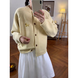 Lazy Wind Soft Knitted Cardigan Women's Autumn And Winter 2025 Korean Version Of The Collar Loose Casual Sweater Jacket HZ1208