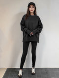 2025 Autumn And Winter Women's Leisure Loose Long-Sleeved Collar Open Fork Tight Trouser Trouser Suit HZ1220