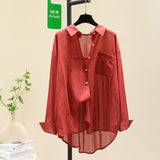 Summer Thin Long-Sleeved Shirt Women 2025 New Temperament Casual Design Feel Cardigan Shirt Women Wear HZ1208
