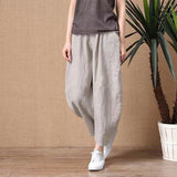 Small Cotton Wide Leg Pants Women 2025 Summer New Loose Large Size Linen Nine Casual Pants Outside Wearing HZ1220