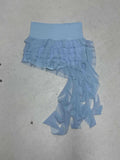 2025 Holiday Wind Niche Design Irregular Lotus Leaf Side Mesh Splicing Solid Color Low-Rise Half-Body Skirt HZ1220