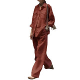 Autumn 2025 New Women's Long-Sleeved Shirt Loose Pants Two Sets HZ1208