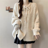 Korean Gentle Style Color Spot With Soft Glutinous Sweater Coat Women's Autumn And Winter New Loose Lazy Knitted Open Shirt Top HZ1208