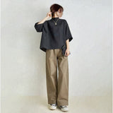 Japan And South Korea In The Spring And Summer New Temperament Loose Sleeve Top + Loose Broad Leg Pants Two Sets Of Women HZ1220