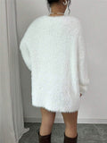 2025 Autumn And Winter New V Collar Wear Loose Lazy Breeze Knitted Sweater Skirt HZ1208