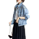 Cowboy Coat Girl In Short Early Autumn Blouse Squint Large-Size Loose Korean Version Of The Autumn Dress 2025 New Trend HZ1220