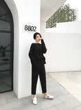 Autumn 2025 Autumn And Winter New Set Of Sweater Thin Knit Trousers Casual Suit Women's Two-Set HZ1220