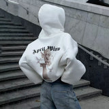 Loose Personality Trend Hottie Casual Blouse Angel Print Hooded Zip-Up T-Shirt Girl Spring And Autumn HZ1208