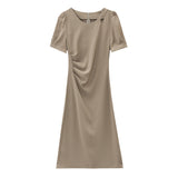 Simpliced Design Dress Women 2025 Summer New Folding Elegant Temperament Of The Long Simple Skirt HZ1220