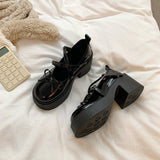French Mary Jane Shoes Women's Summer 2025 New Shallow Thick Heel Single Shoe Bow With Skirt Jk Small Leather Shoes HZ1220