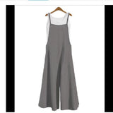 New 2025 Cotton Backpack Trousers Loose Solid Color Strap Broad Leg Pants Casual Jumpsuit HZ1220