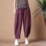 Small Cotton Wide Leg Pants Women 2025 Summer New Loose Large Size Linen Nine Casual Pants Outside Wearing HZ1220