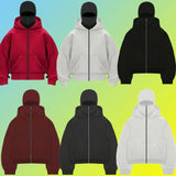 Autumn And Winter Personality Double Hat Design Hoodie Zipper Open Shirt Casual Coat Y2K HZ1208