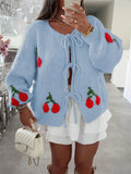 Autumn/Winter 2025 Knitted Cardigan With Loose Casual Sweater Strawberry Cherries With Coat Top HZ1208