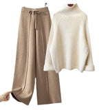 Korean Version Of The Lazy Suit Women 2025 New Autumn And Winter Thick Thick Knitted Knitted Knitted Wide Leg Pants Two Sets HZ1220