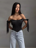 Slim Slimming Small Blouse Female Feeling Dew Back Strap Collarbone Irregular Fish Bone Boobs HZ1208