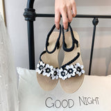 Trade Sandals Women 2025 Summer New Large Size Dress Women's Shoes Flats Gentle Flowers Roman Sandals Women HZ1220