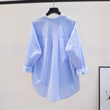 Small Fresh Fruit Green Cotton Shirt Women's Single Pocket Loose Thin Sleeve Shirt Spring And Autumn New Cardigan HZ1208