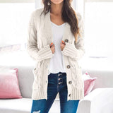 Autumn/Winter 2025 New Women's Casual Cardigan Jacket Solid Color Mah-Button Cardigan Sweater Women HZ1208